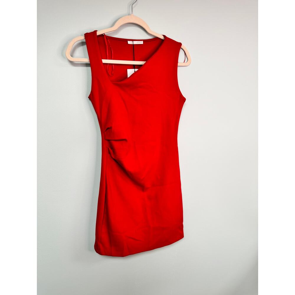 NWT! Zara Ruched Mini Dress - Bright Red - Medium